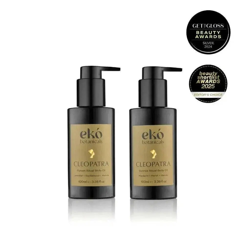 Cleopatra Botanical-Retinol Body Oil bottles Sunrise and Sunset for hydrating radiant skin