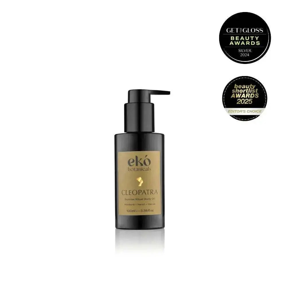 Bottle of Sunrise Ritual Body Oil with natural botanical ingredients and hydrating properties