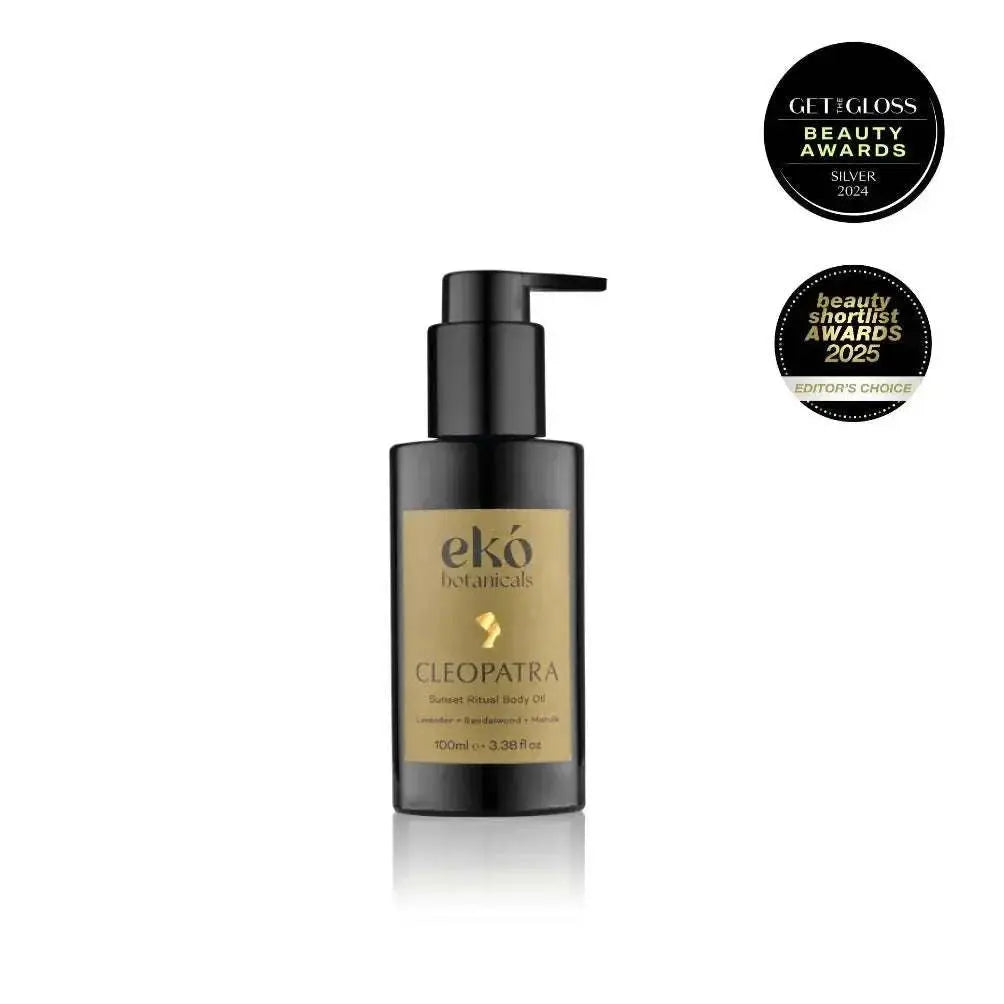 Sunset Ritual Body Oil bottle with botanical ingredients for deep hydration and skin renewal